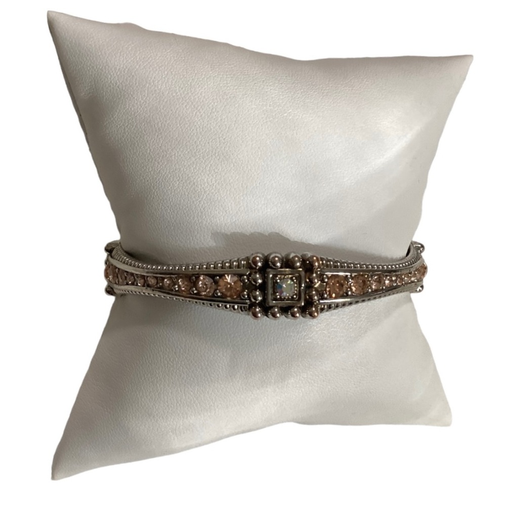 Lauren Conrad Silver Tone Bangle Aurora Borealis And Champagne Crystal Accents